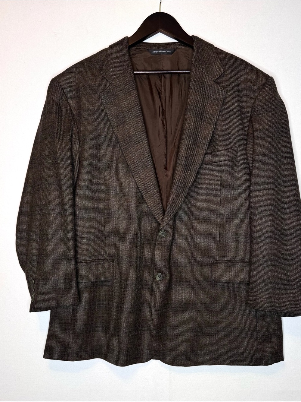Coppley Brown Plaid Wool Cashmere Blend Sport Coat Blazer two button size 48R